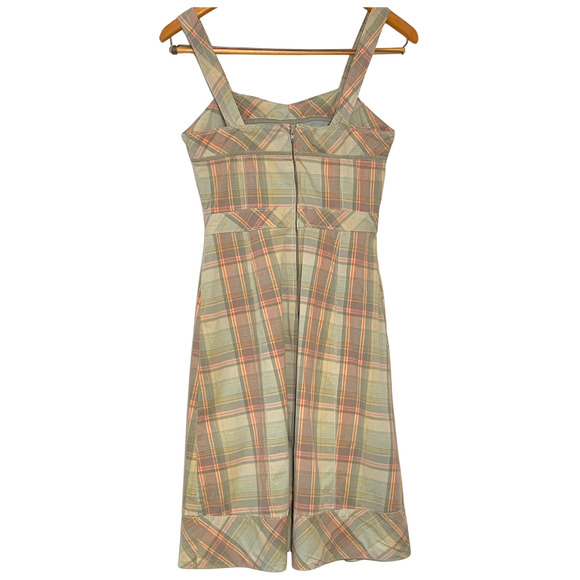 3-FOR-$30 Fossil Sz S Fitted Jumper Dress Sweetheart Neckline Plaid Cotton Retro - Picture 2 of 7